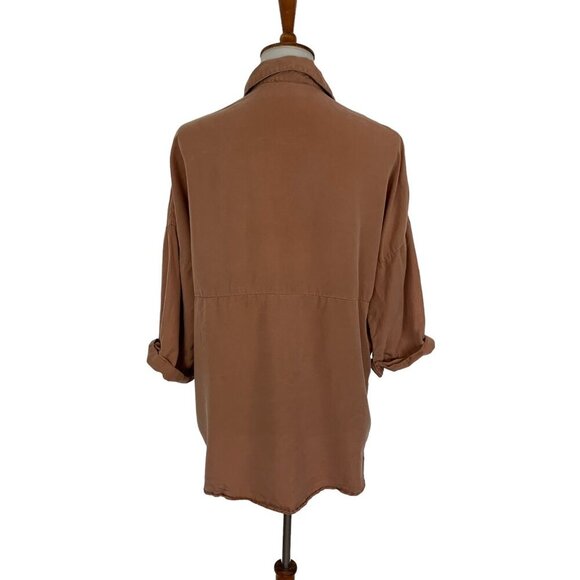 Dress Forum Rust Brown Oversized Button Down Long Sleeve Shirt Small - Picture 3 of 5